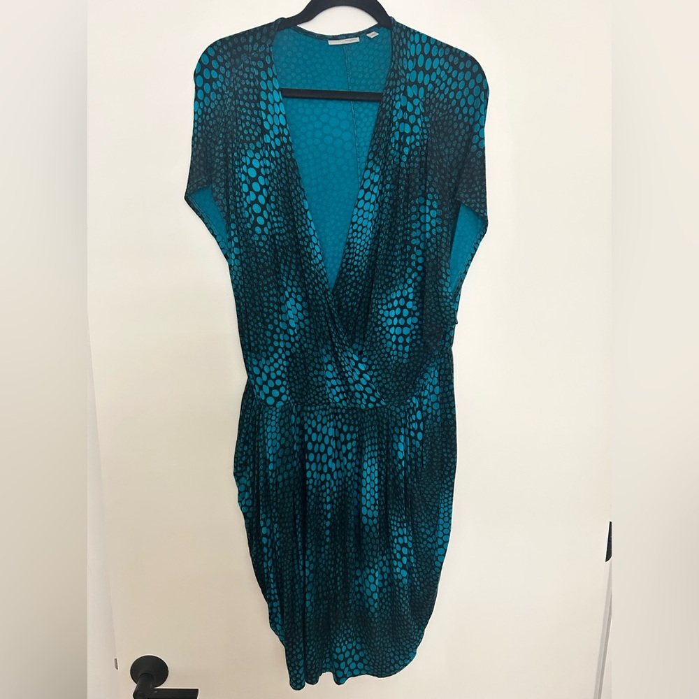 Halogen Turquoise and Black Print Dress